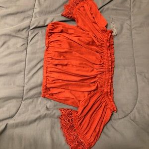 Off the shoulder orange top